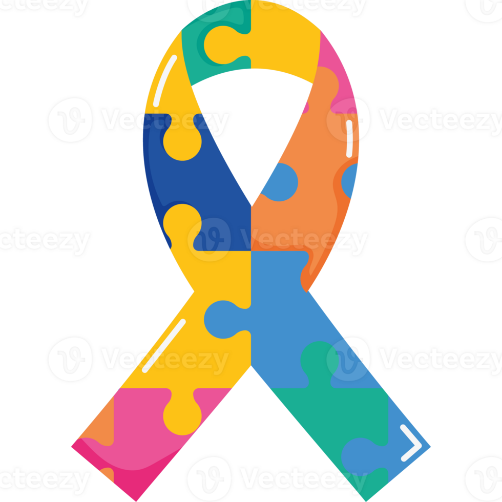 A colorful autism awareness ribbon png
