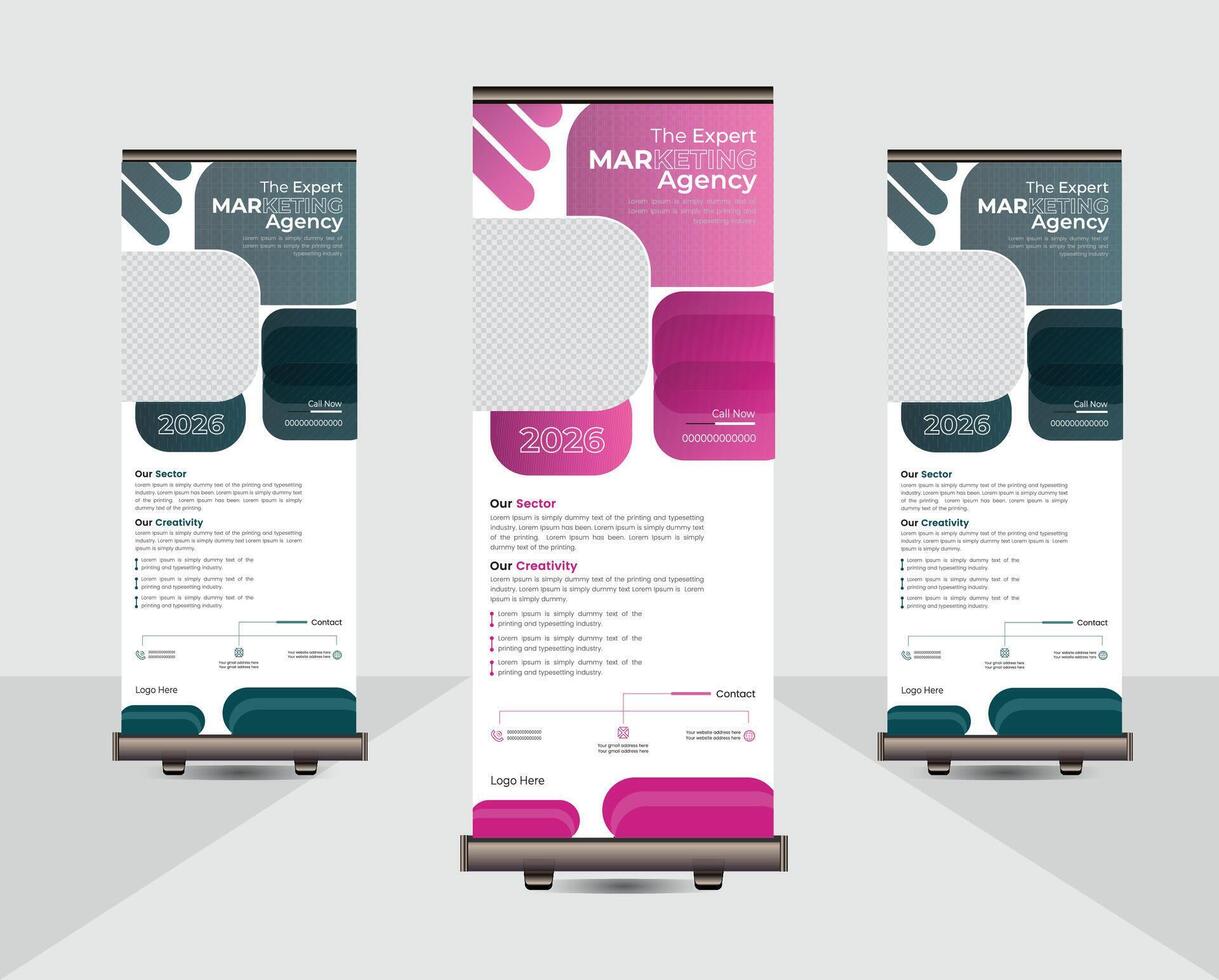 Business roll up banner design vector