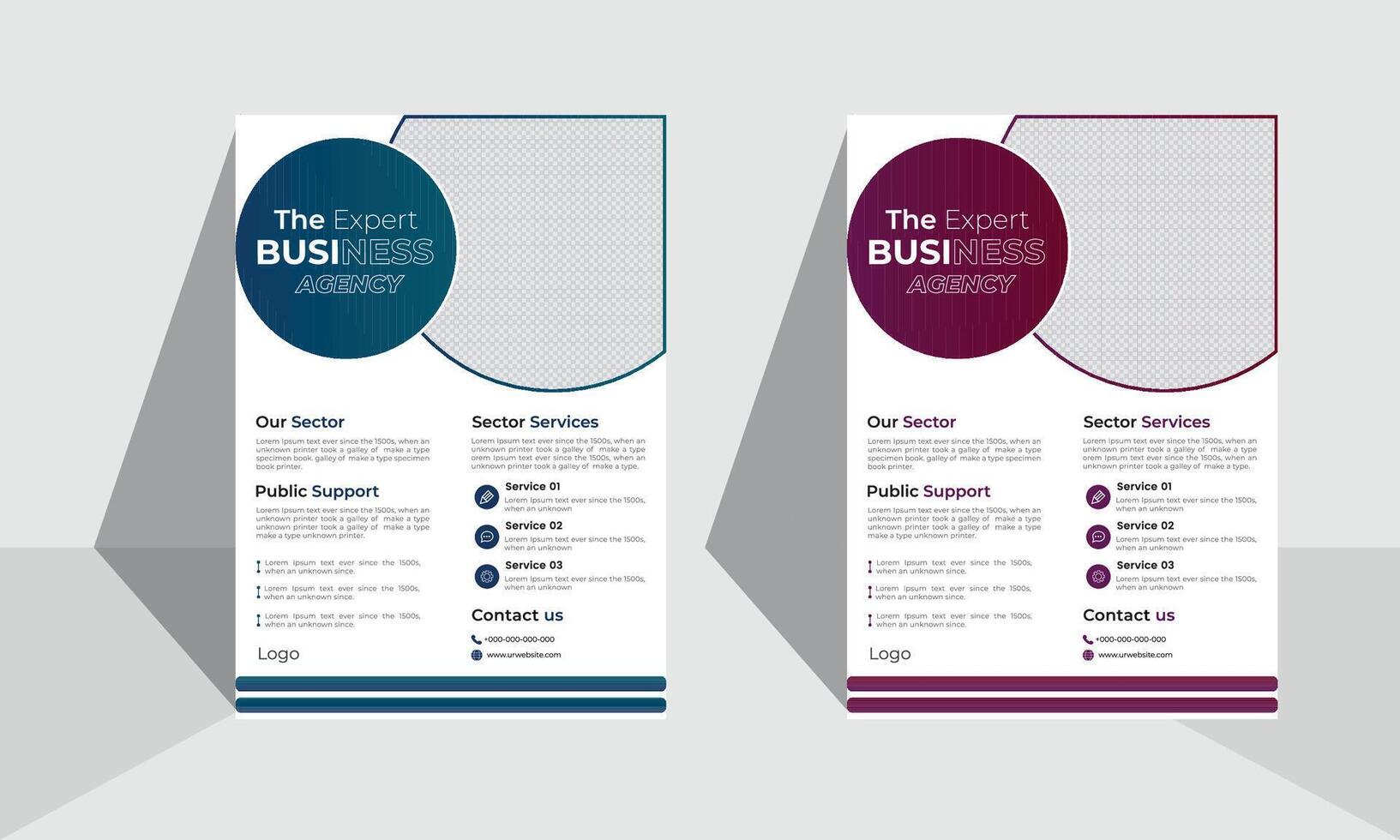 Business flyer with a blue and purple design vector