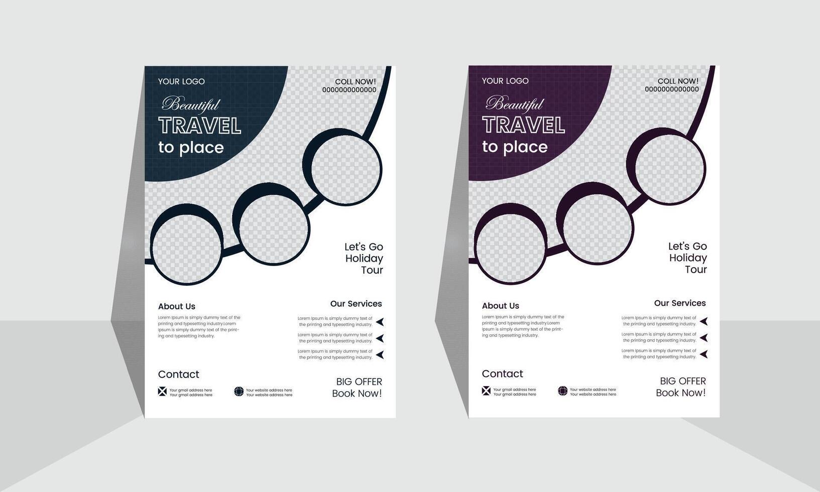 two vertical business flyer with a red and blue design vector