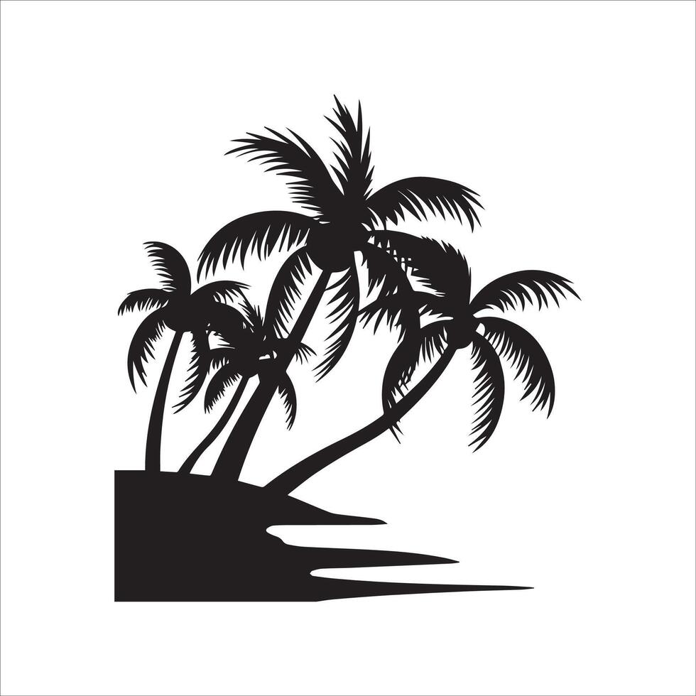 palm tress and water silhouette vector