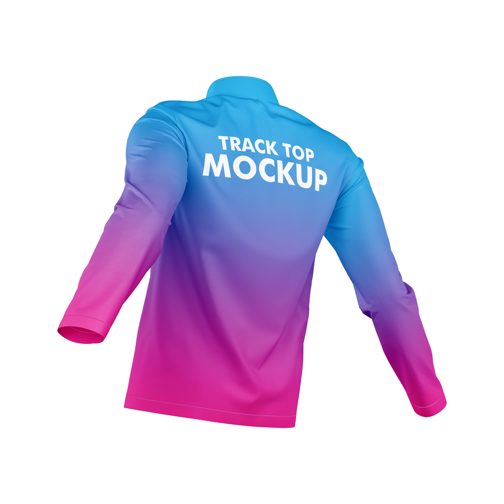 Turtleneck sports track top jacket mockup back view psd