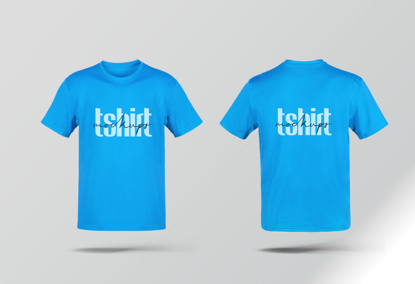 Blue T-shirt Front and Back Mockup psd