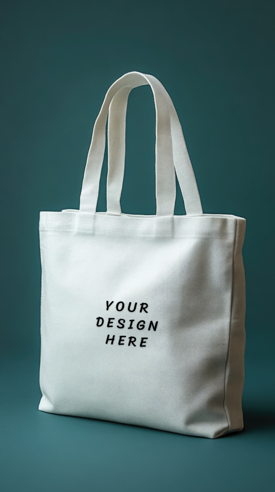 White canvas tote bag mockup on mallard background psd