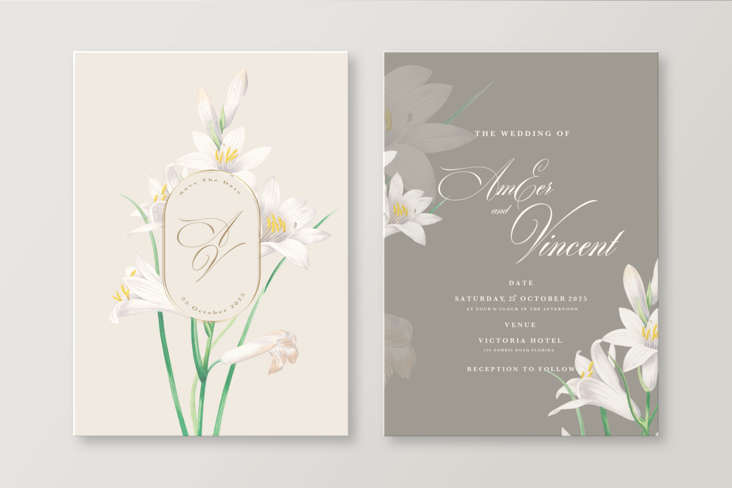 Wedding Invitation Template with Tulip psd