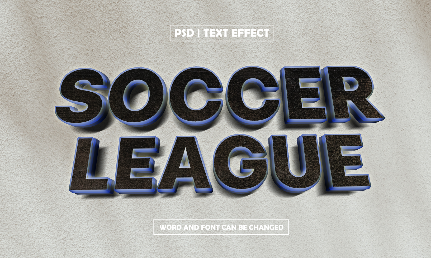 Soccer League 3D Text Effect With Shadow Background psd