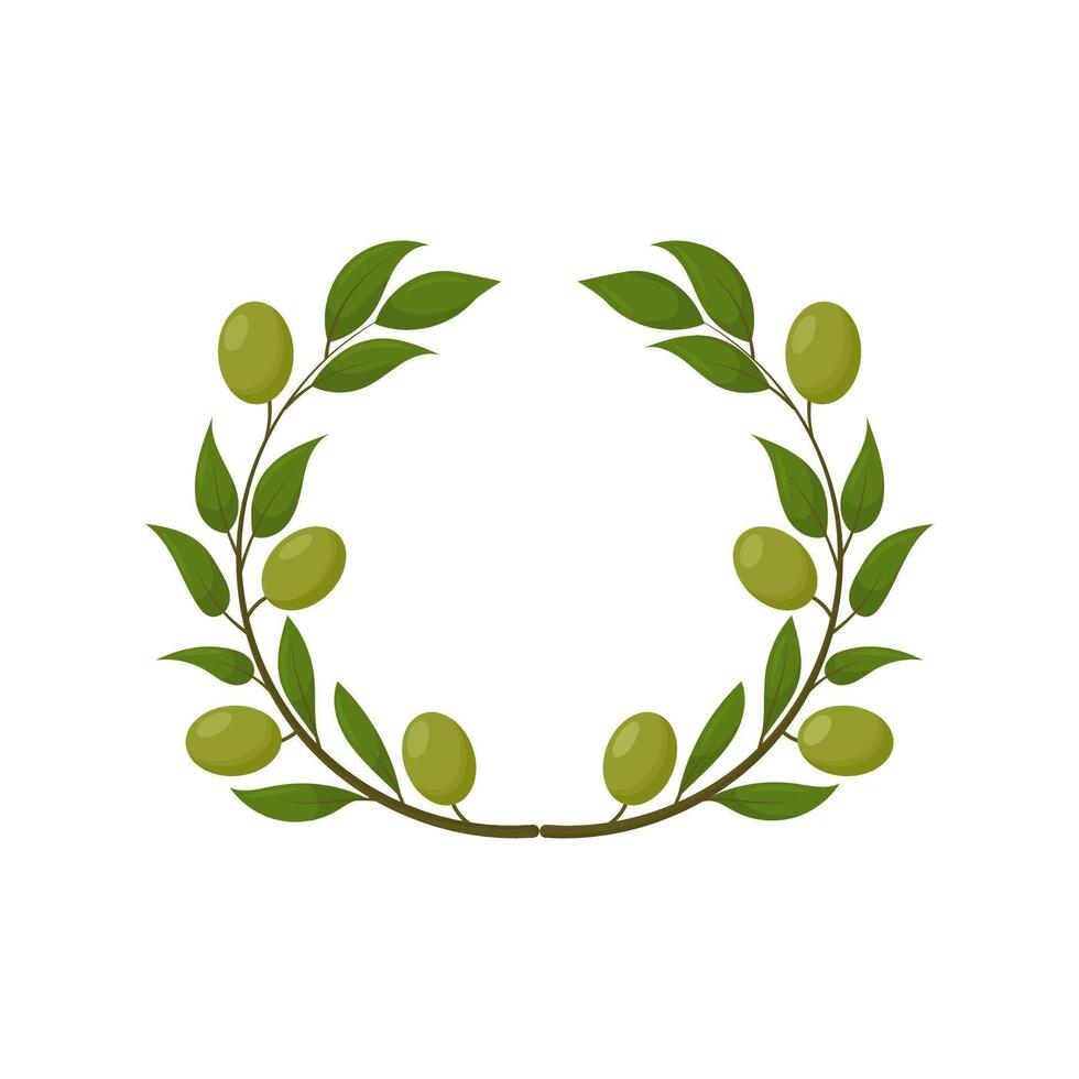 olive wreath. Isolated illustration on white background. Organic and natural concept. vector