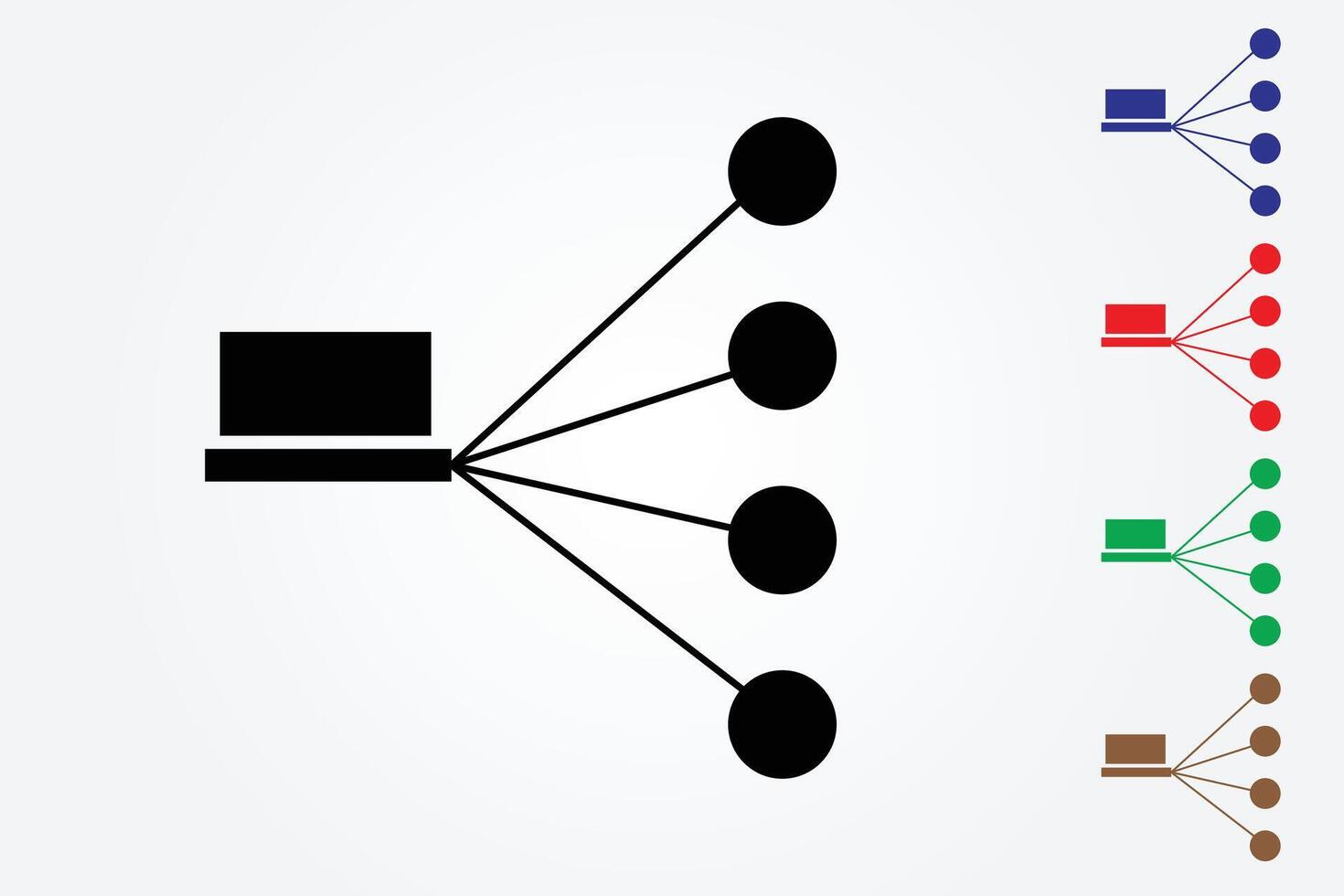 Network of computers for laboratory work in different organization vector