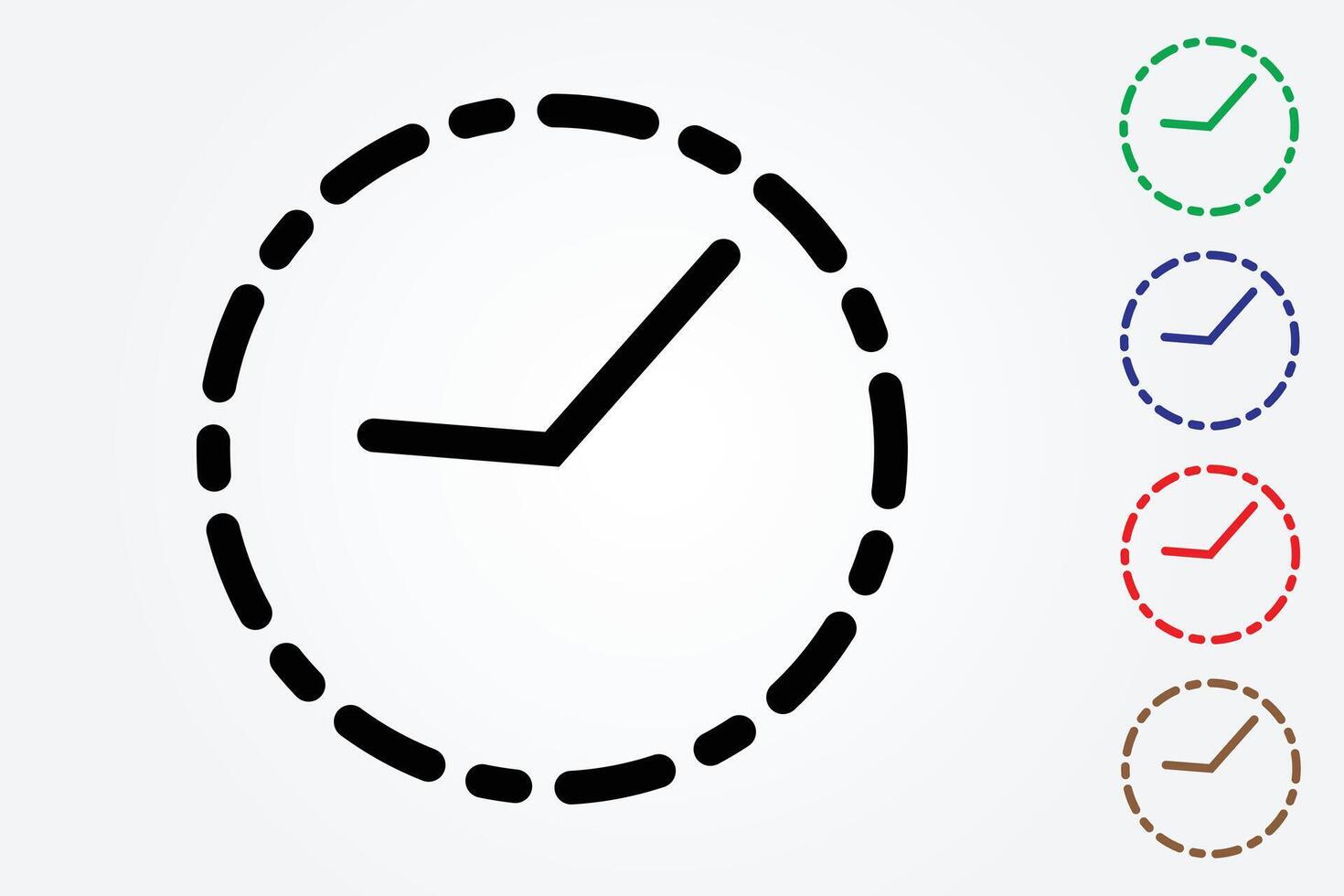 Set of clock icons using many colors on white background for time keeping illustration vector