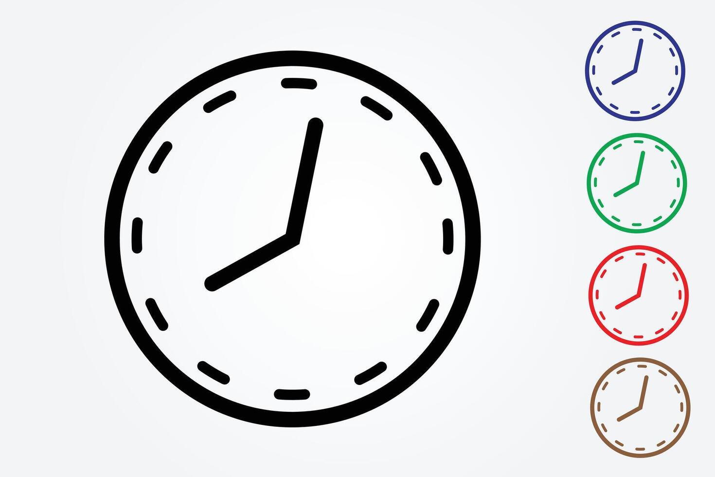 Colorful clock icons with circular shape on white background for time management vector