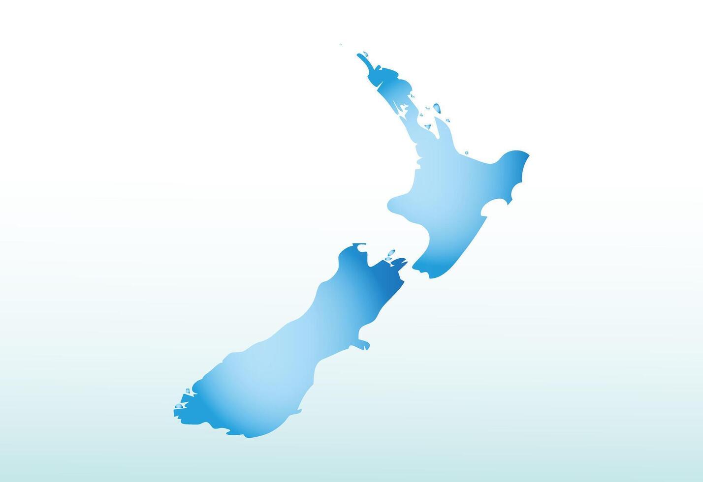 Blue New Zealand map ice with dark and light effect on light background illustration vector