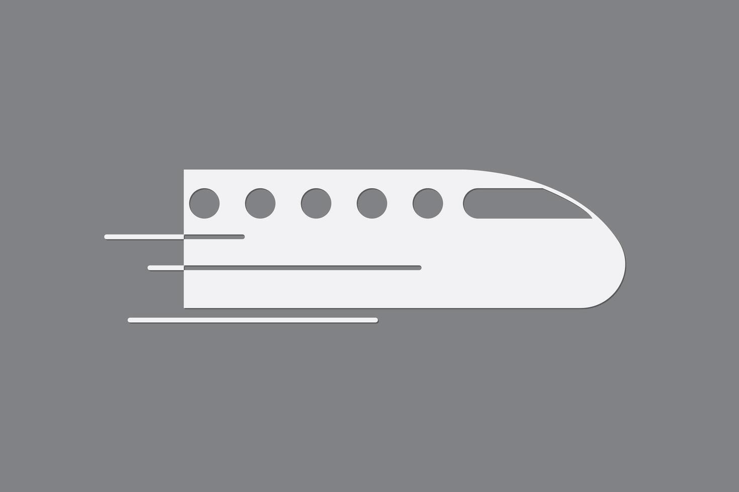 Bullet train running fast icon using white color on dark background to mean fast delivery system vector