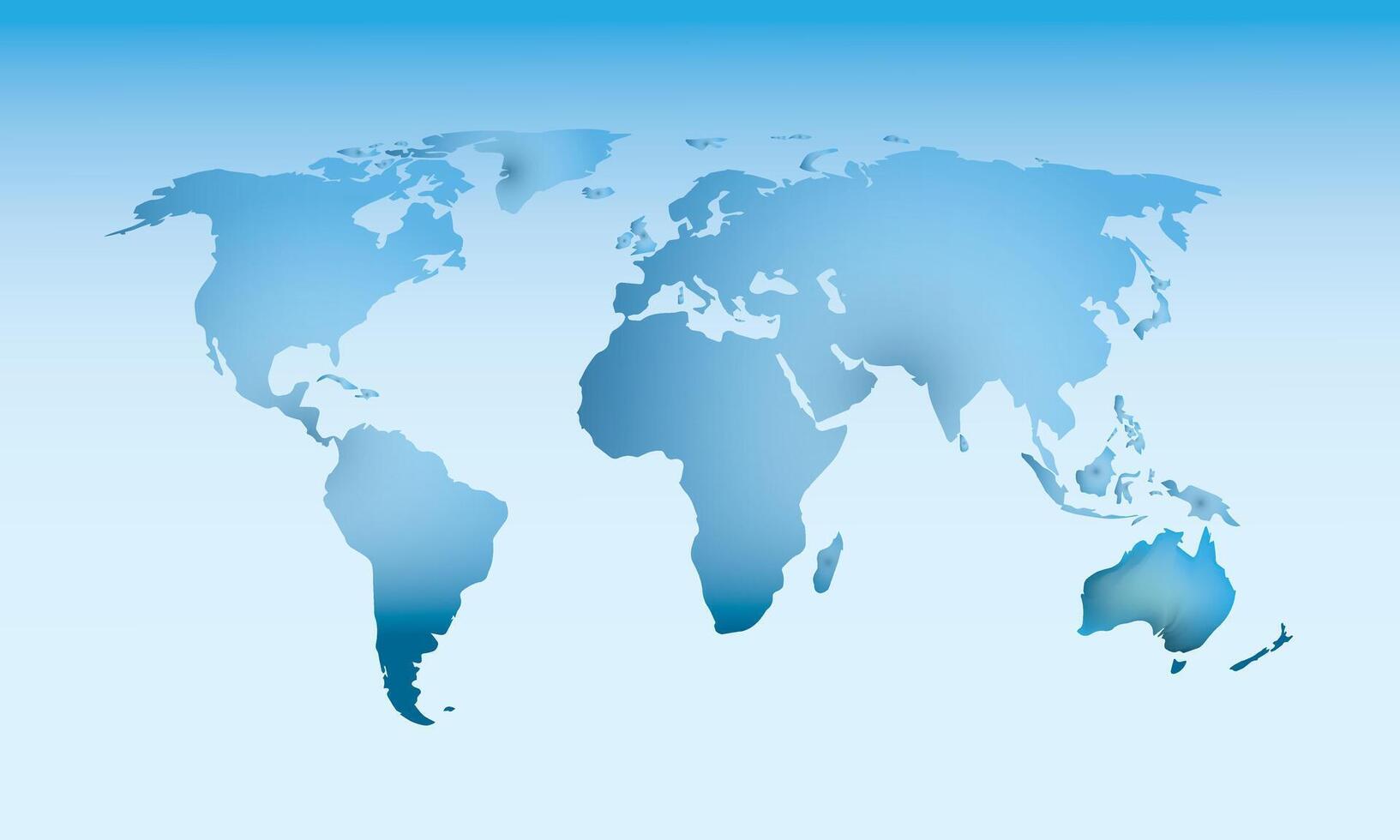 Blue World map ice with dark and light effect on light background illustration vector