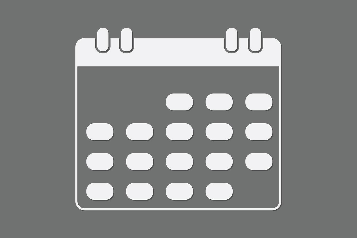 Calendar icon with white color on dark background illustration vector