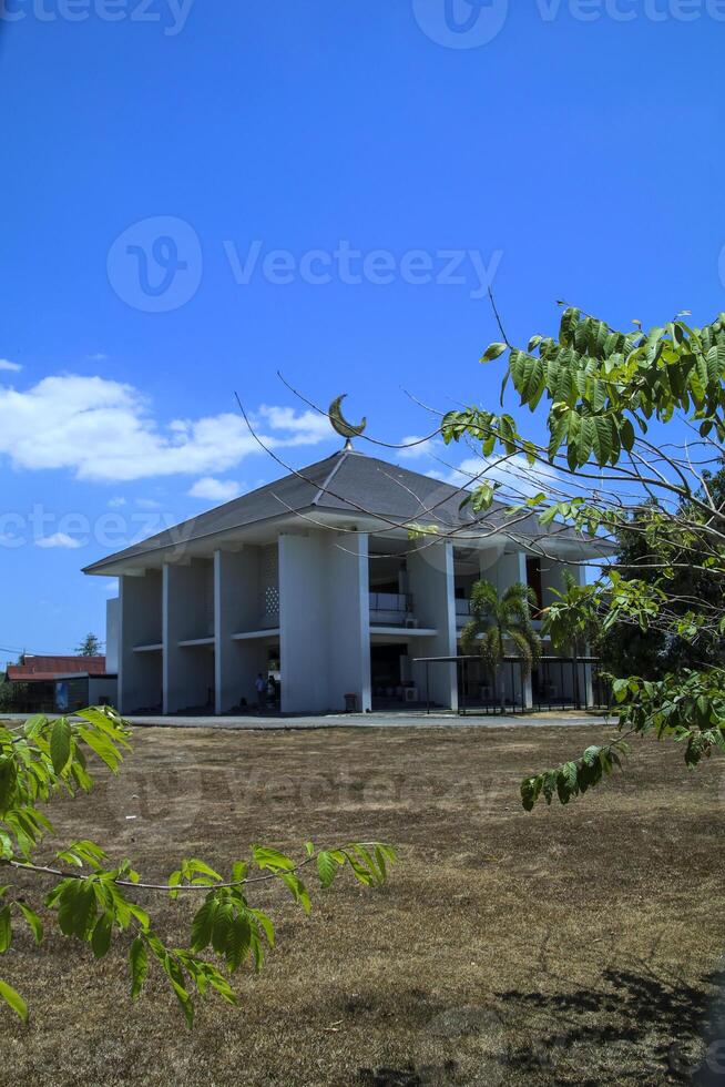 A photo view of a modern mosque is suitable for the background