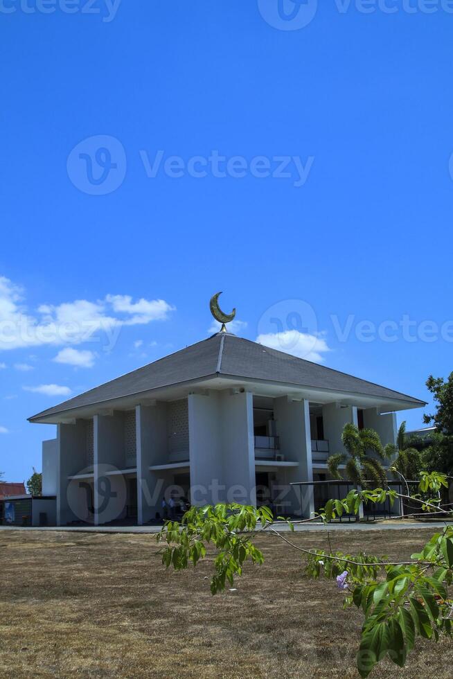 A photo view of a modern mosque is suitable for the background