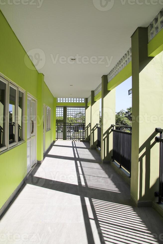 Artistic modern school building seen side and front in bright daylight photo