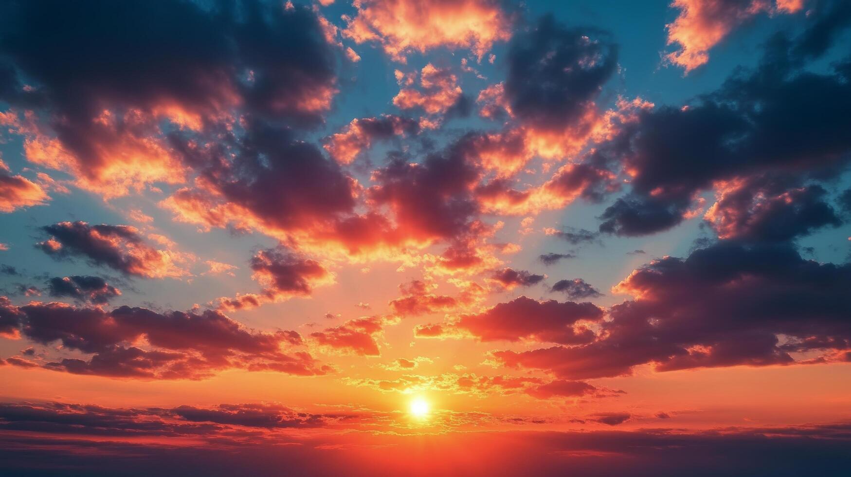 Vibrant sunset above fluffy clouds seen from a high vantage point photo