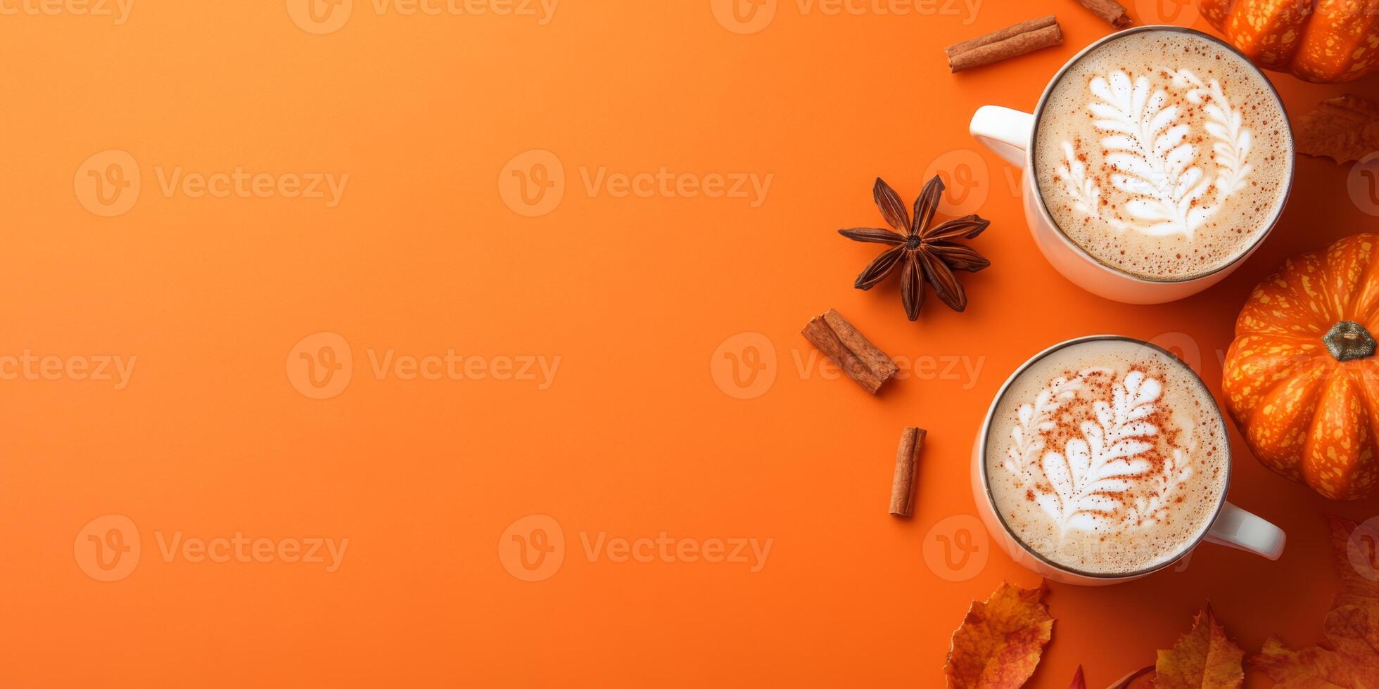 Indulge in a deliciously warm pumpkin latte this fall season, boasting delightful seasonal flavors and cozy vibes that are perfect for Thanksgiving gatherings and celebrations with loved ones photo