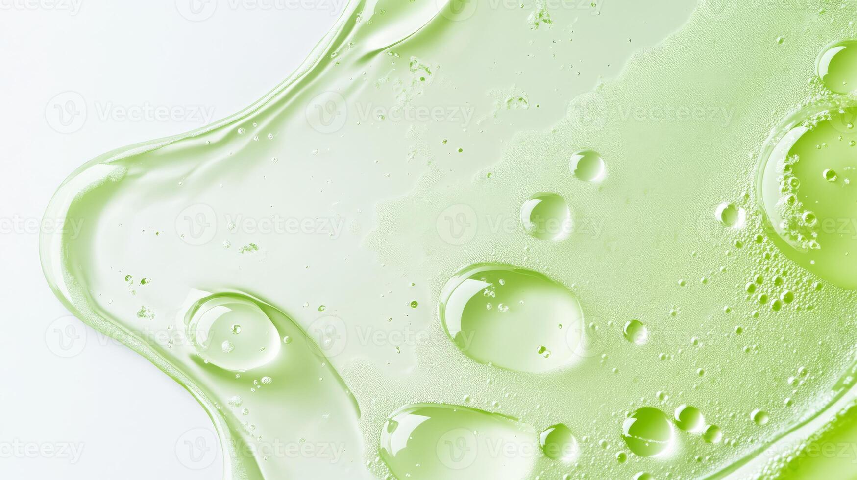 A closeup of a vibrant green serum highlights its bubbly texture, showcasing highquality organic ingredients for a refreshing skincare experience that enhances your skins health and wellbeing photo