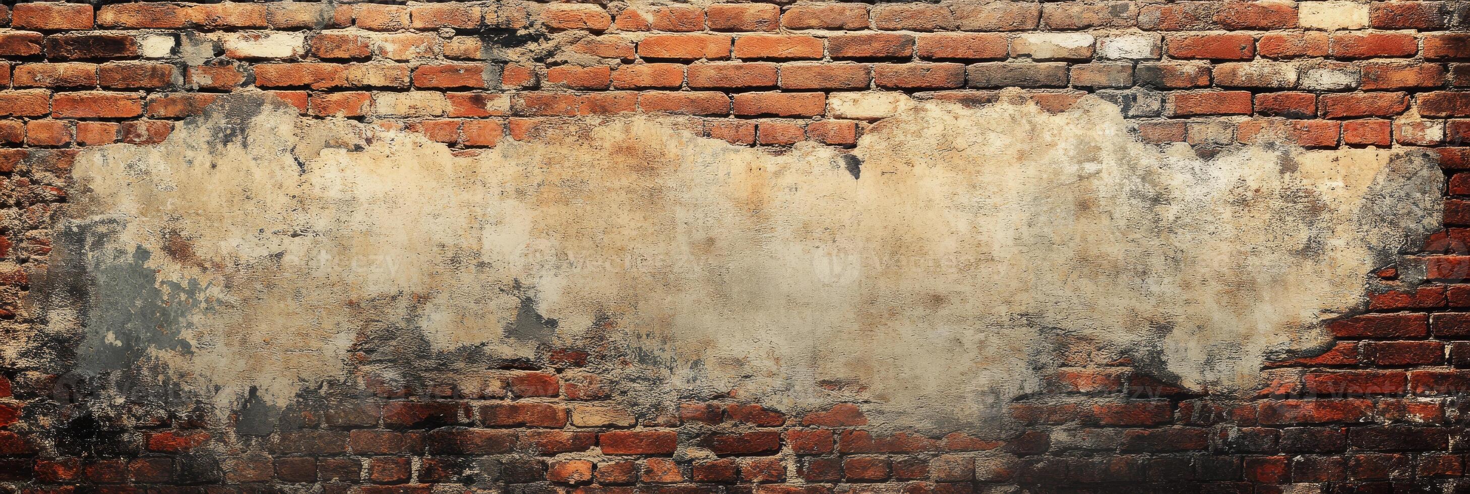 A weathered brick wall with peeling plaster provides a rustic backdrop for design projects, offering unique texture and evoking nostalgia, making it a favored choice in creative settings photo