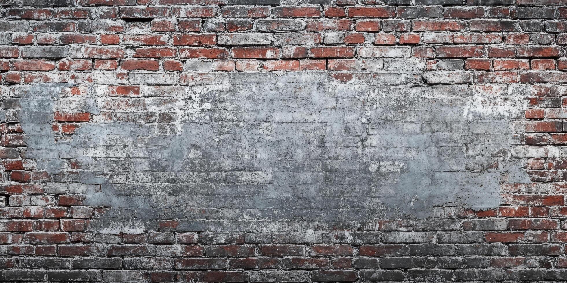 The aged brick wall showcases a distinctly gray and weathered section, making it an ideal canvas for creatively placing text, graphics, or diverse elements in a visually appealing manner photo