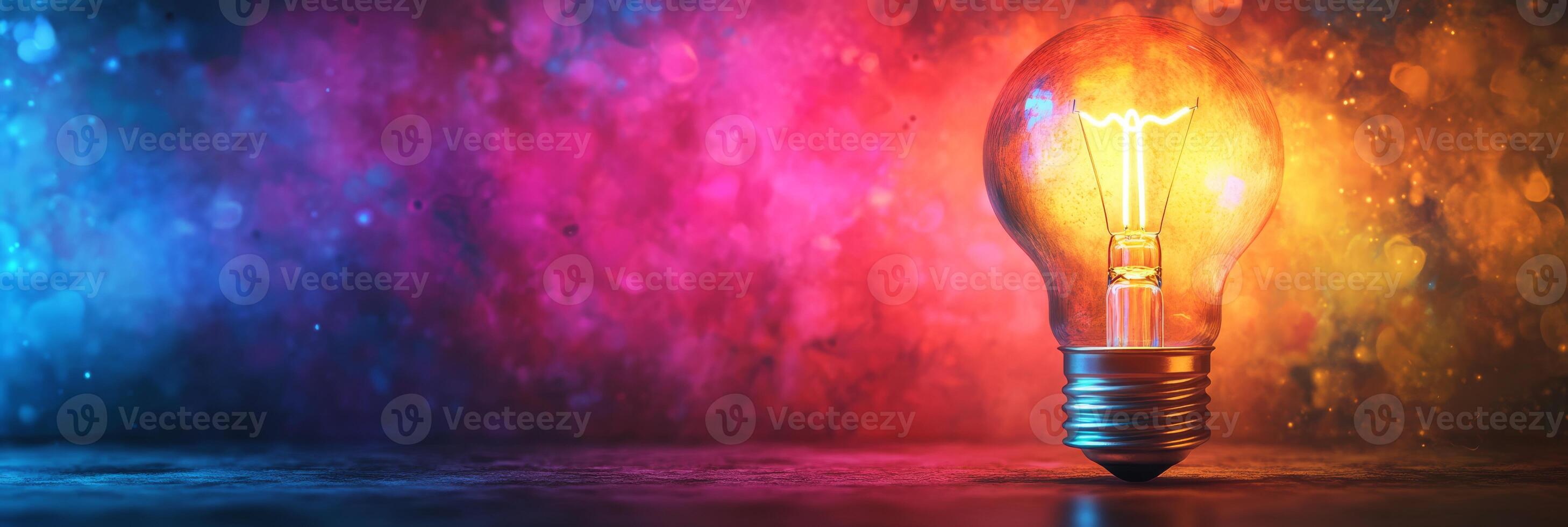 This vibrant digital illustration features a glowing light bulb against a stunning cosmic backdrop, symbolizing innovation, creativity, and technological advancement that drive progress photo