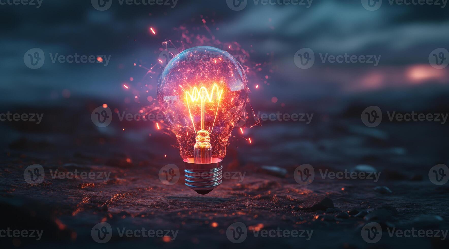 This captivating digital image features a uniquely designed light bulb filled with vibrant colors and glowing effects, symbolizing the harmony of advanced technology and limitless creativity photo