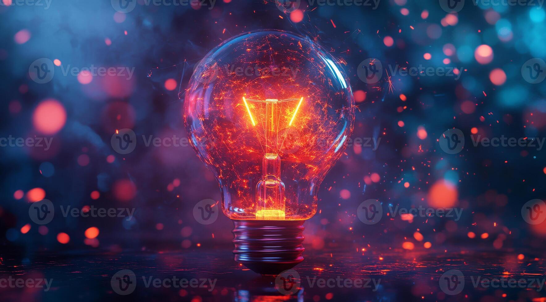 A breathtaking and stunning digital representation features a light bulb that is glowing with a variety of vibrant and captivating colors, symbolizing the essence of both technology and creativity photo