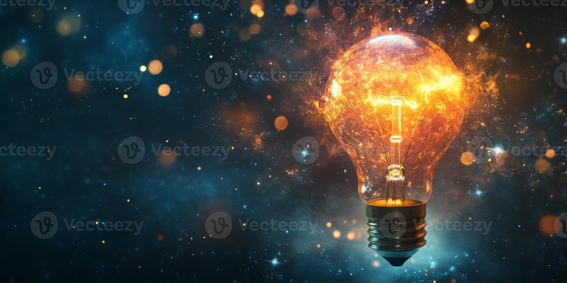 This is a vibrant and colorful depiction of a glowing light bulb, which powerfully symbolizes innovation and technology within the rapidly evolving digital era we find ourselves in today photo