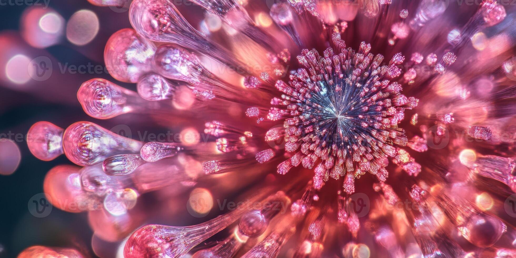 This artwork shows a closeup of an abstract floral design with vibrant colors and soft bokeh effects photo