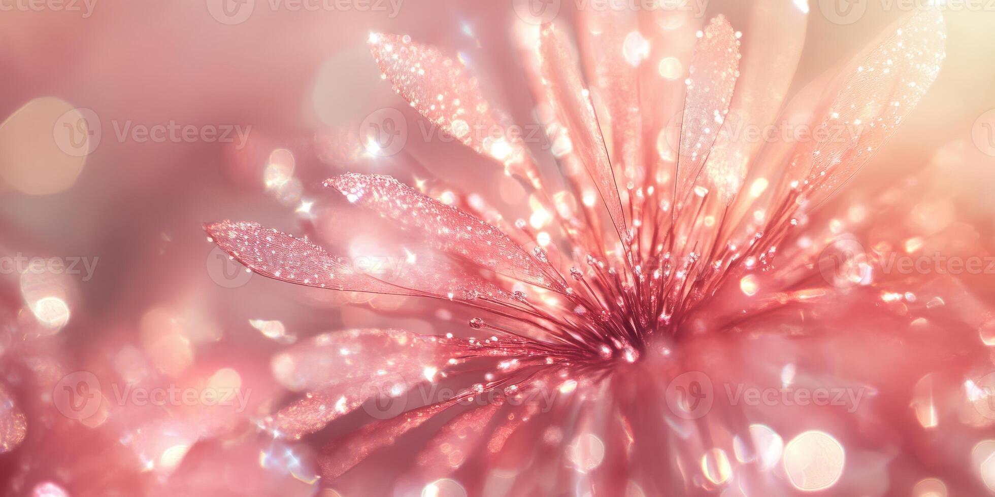 A vibrant pink floral abstract design, with sparkling details and soft bokeh lights enhancing its beauty photo