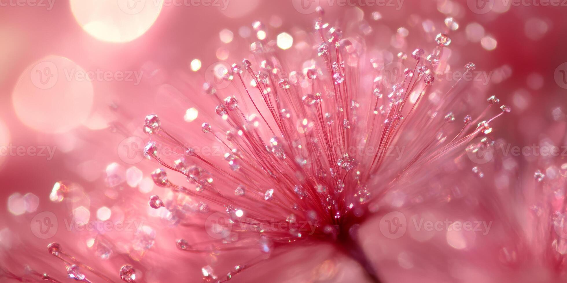 A closeup of delicate pink flowers with glistening droplets creates a gentle, dreamy atmosphere that enchants photo