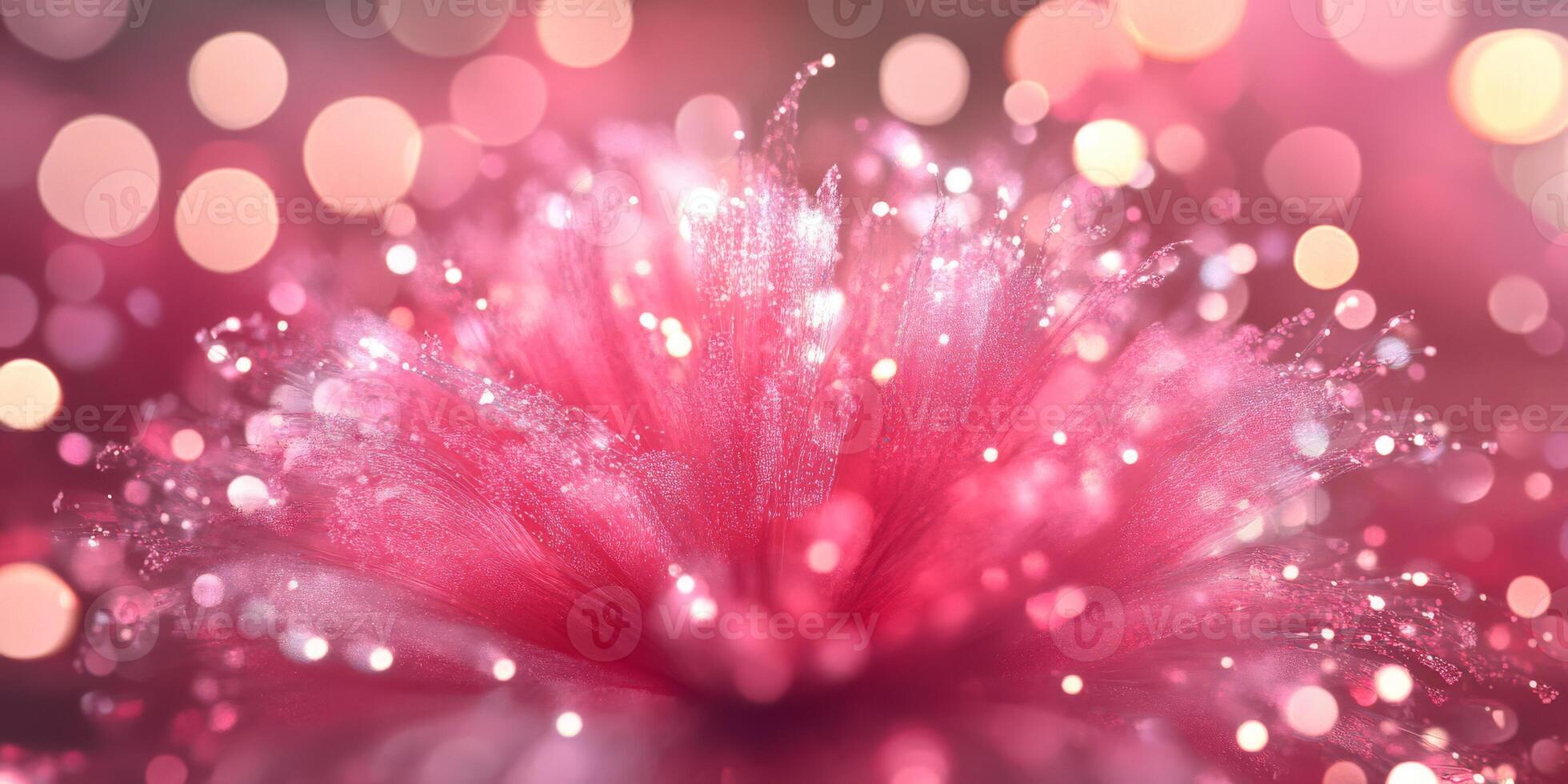 A closeup of a vibrant pink flower, radiating its inherent beauty and showcasing sparkling bokeh effects photo