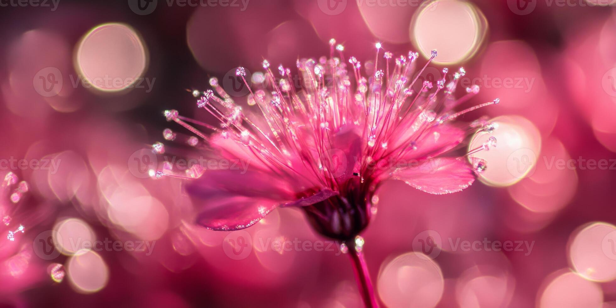 A breathtaking closeup of a vibrant pink flower enhanced by a dreamy and enchanting bokeh effect in the background photo