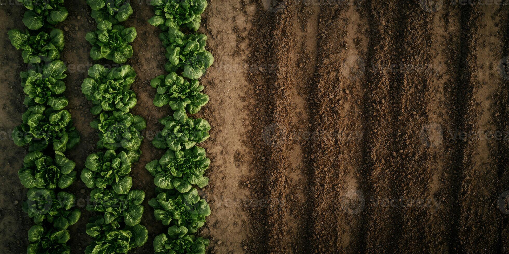 Aerial views reveal vibrant green crops thriving next to freshly plowed land, highlighting the importance of sustainable agriculture and efficient land use across diverse terrains photo