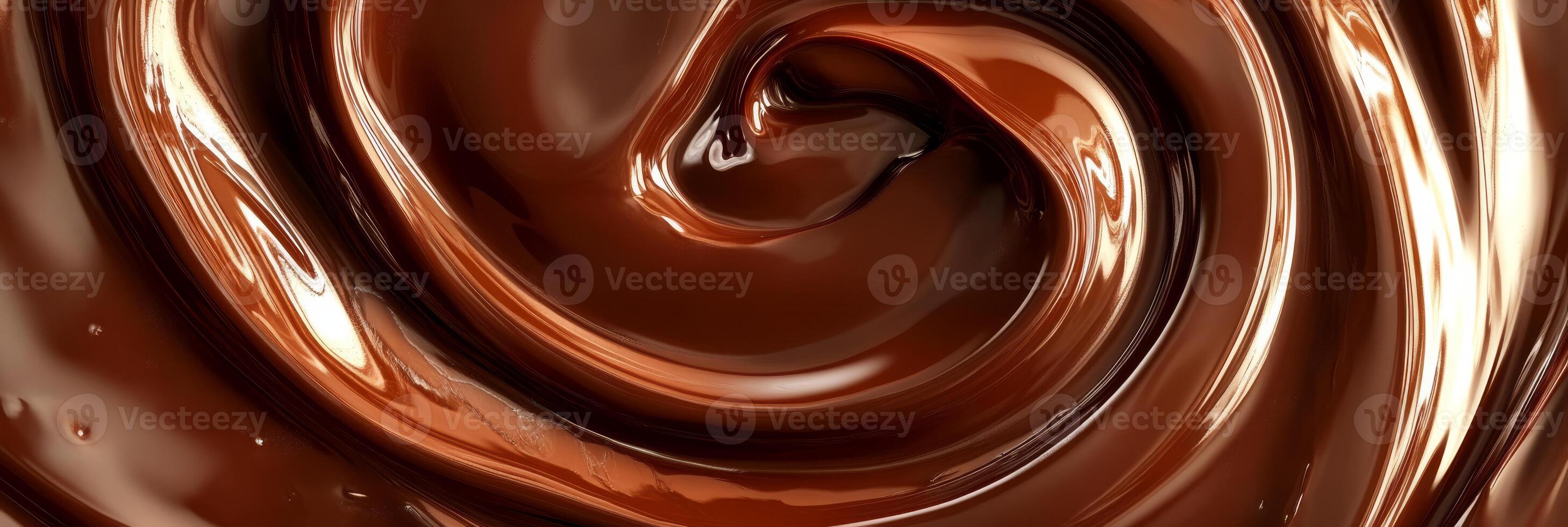 A luscious and decadent swirl of smooth, melted chocolate, showcasing its rich and glossy texture that is absolutely perfect for a variety of desserts, baking creations, and other culinary delights photo