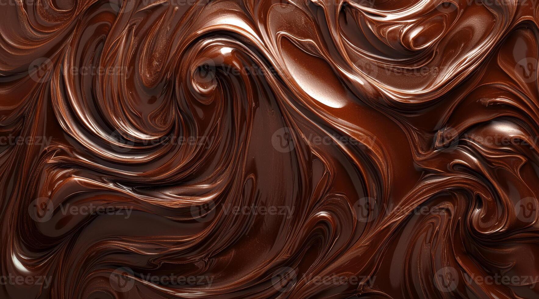 A rich, glossy, and indulgent texture created from melted chocolate swirls provides an ideal backdrop for an array of desserts and culinary designs that truly entice and delight the senses photo