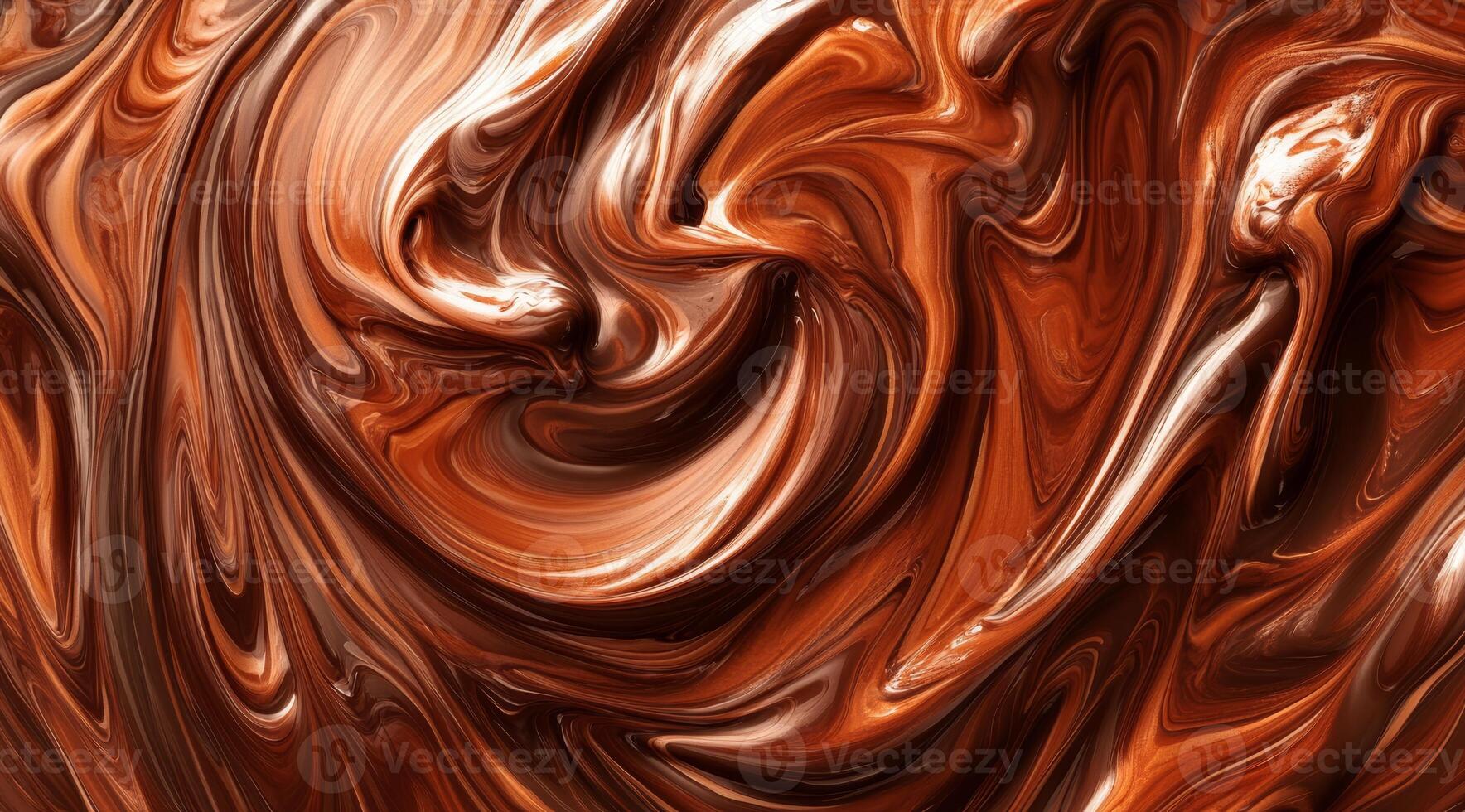 A rich and creamy melted chocolate swirl texture that beautifully showcases a variety of stunning shades of brown, while also providing a glossy and silky smoothness that is simply irresistible photo