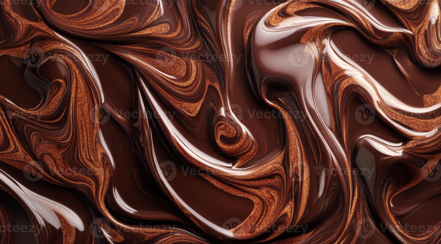 The rich and inviting texture of delightful melted chocolate is artfully portrayed, showcasing smooth, swirling patterns that evoke pure indulgence and the exquisite pleasures of delectable desserts photo