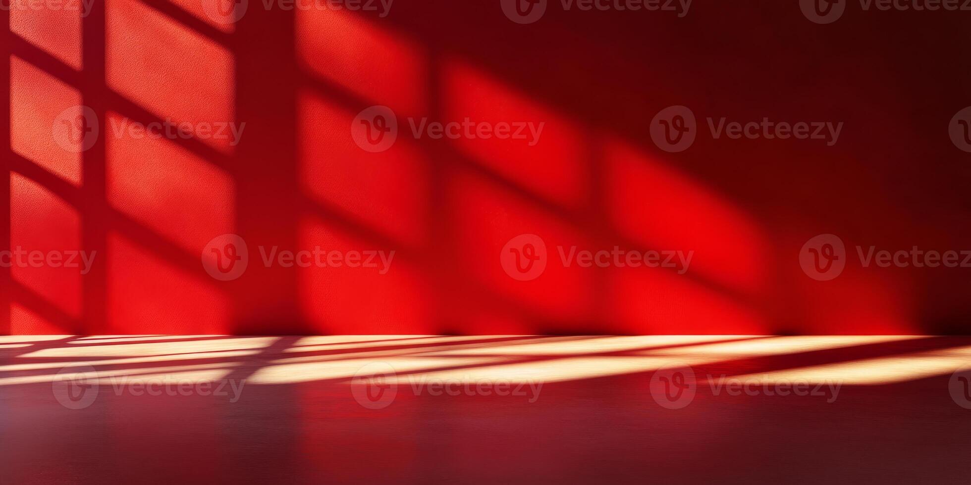 An enchanting and captivating display of vibrant red shadows and light within a serene minimalist environment photo