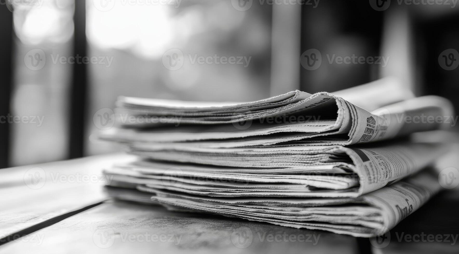 This aesthetic view of stacked black and white newspapers evokes nostalgia and classic charm, making it an inspiring choice for captivating social media content that resonates with viewers photo