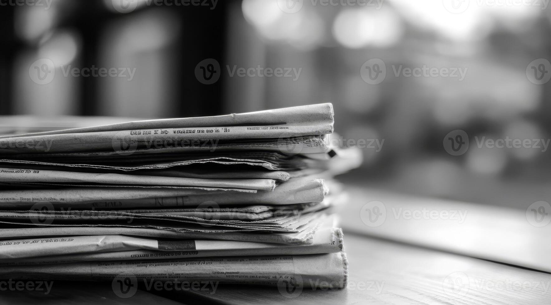 Delve into the enduring and timeless allure of black and white photography with this carefully composed and thoughtful image of newspapers, which evokes a sense of nostalgia and an elegant charm photo