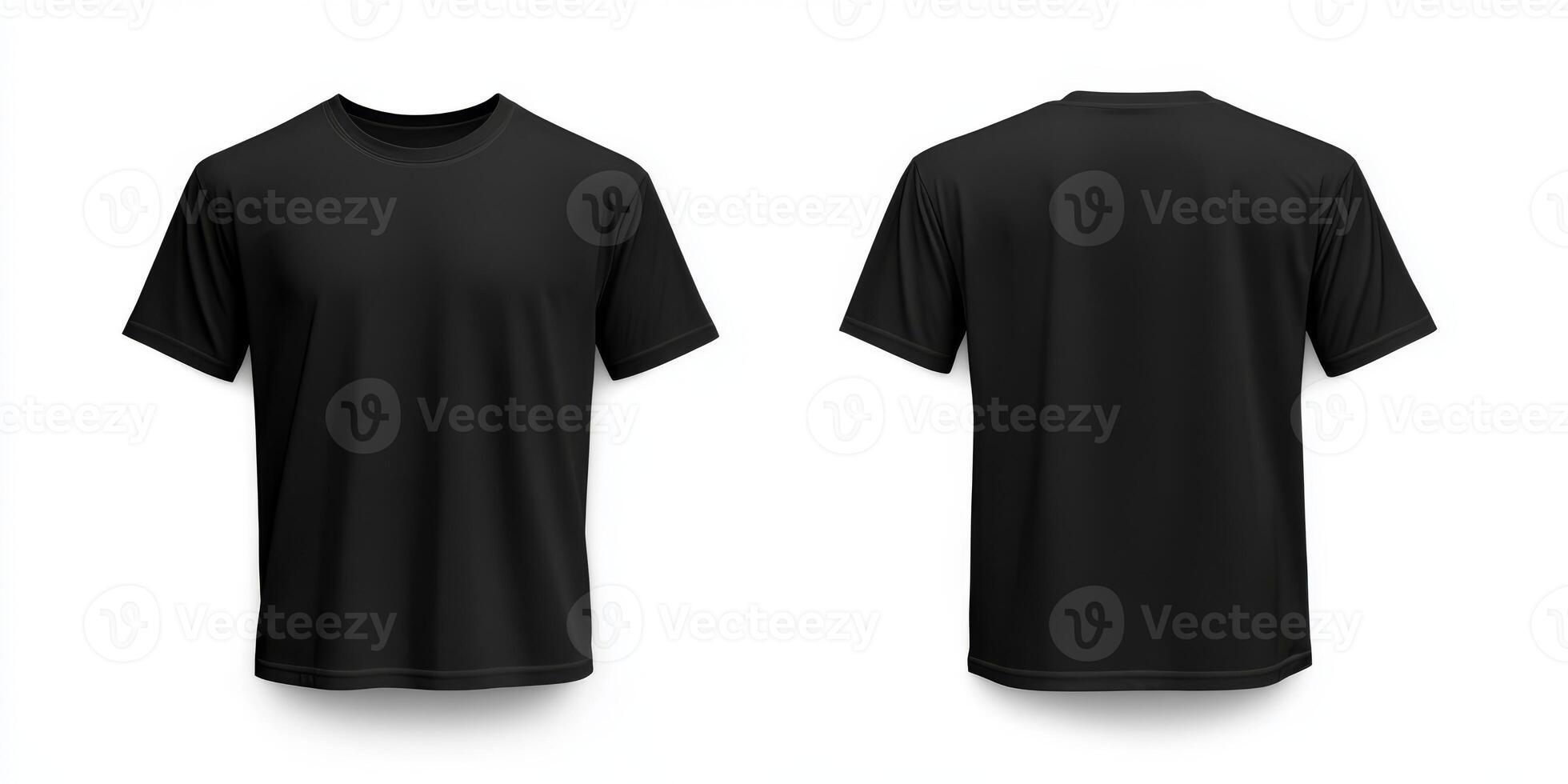 This highquality mockup template showcases a blank black tshirt, providing clear front and back views. It is perfect for effectively showcasing various prints and unique designs photo