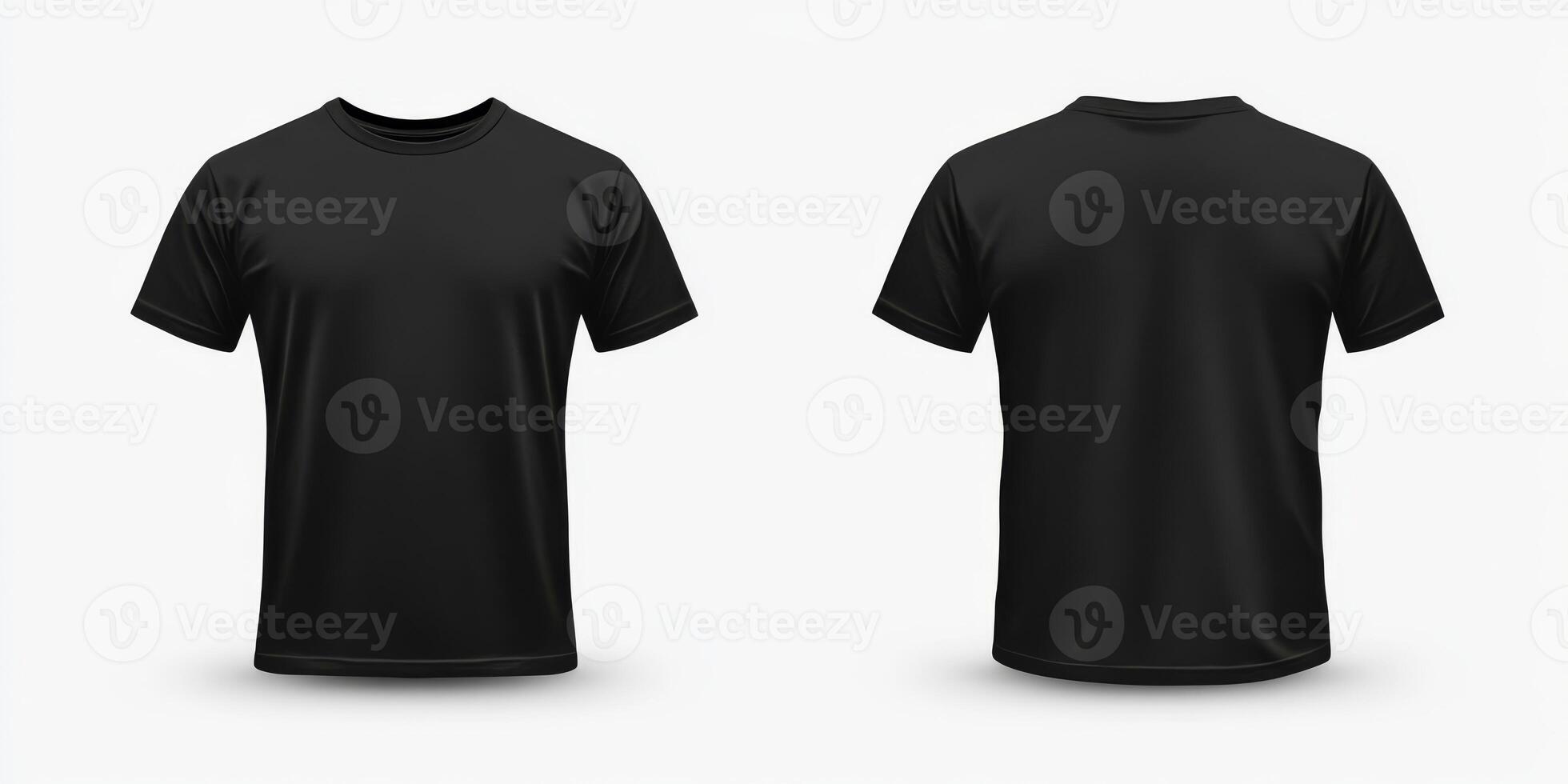 This is a highquality mockup template that features a blank black tshirt, displaying both front and back views, making it ideal for showcasing your designs and branding displays effectively photo