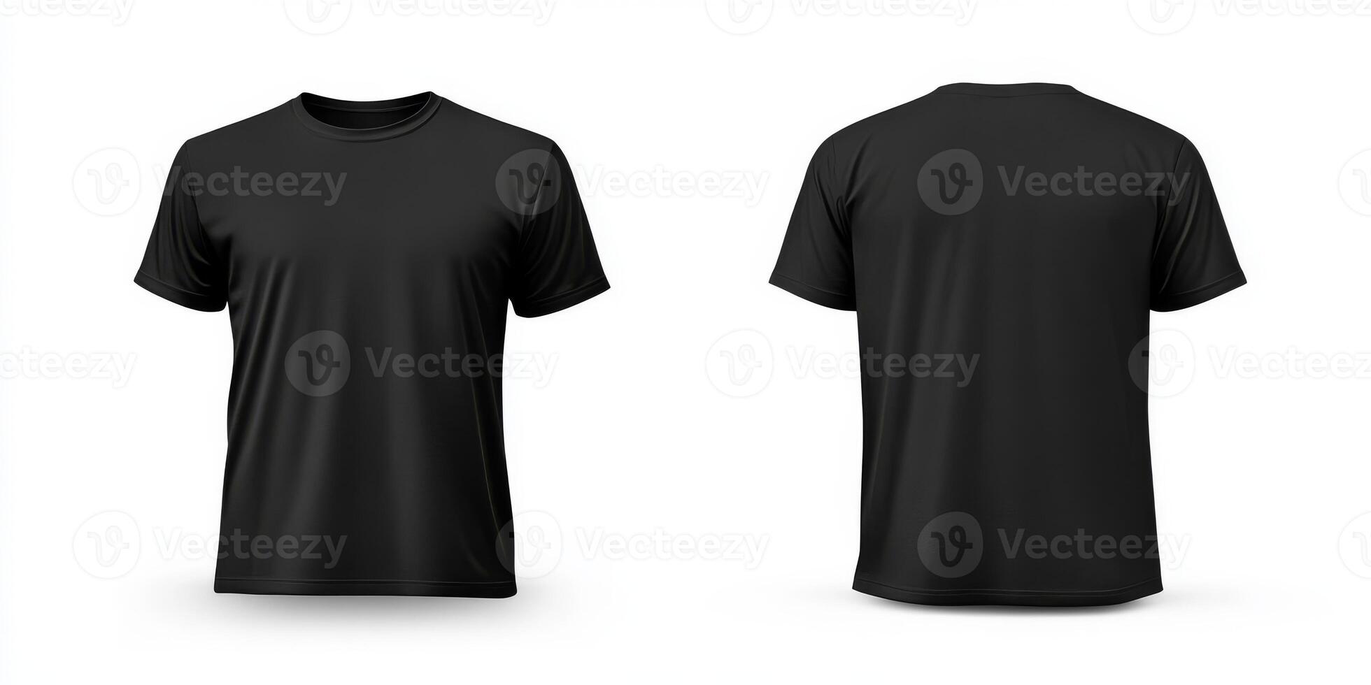 This mockup template showcases a blank black tshirt with detailed front and back views, making it perfect for design presentations and promotional materials that strive to effectively grab attention photo