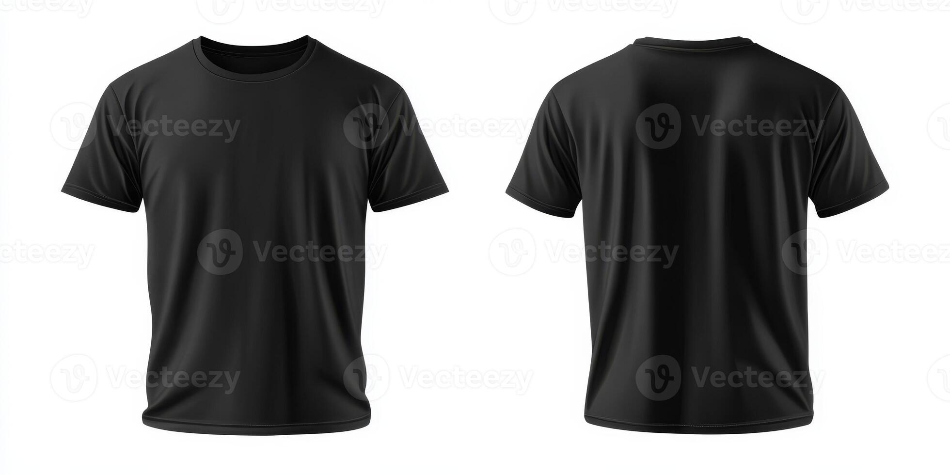 This highquality mockup template showcases a blank black tshirt design, allowing you to view it from both the front and the back angles, which provides an easy and effective way to customize it photo