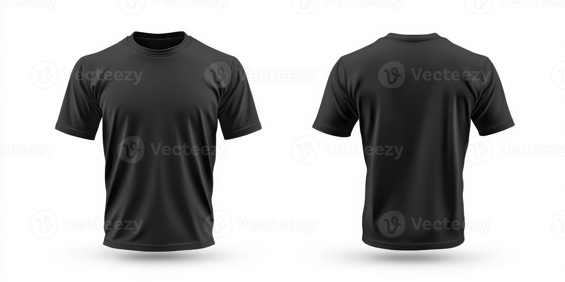 Unleash your creativity and design remarkable visuals with this versatile blank black tshirt mockup template, which includes detailed front and back views for effortless customization options photo