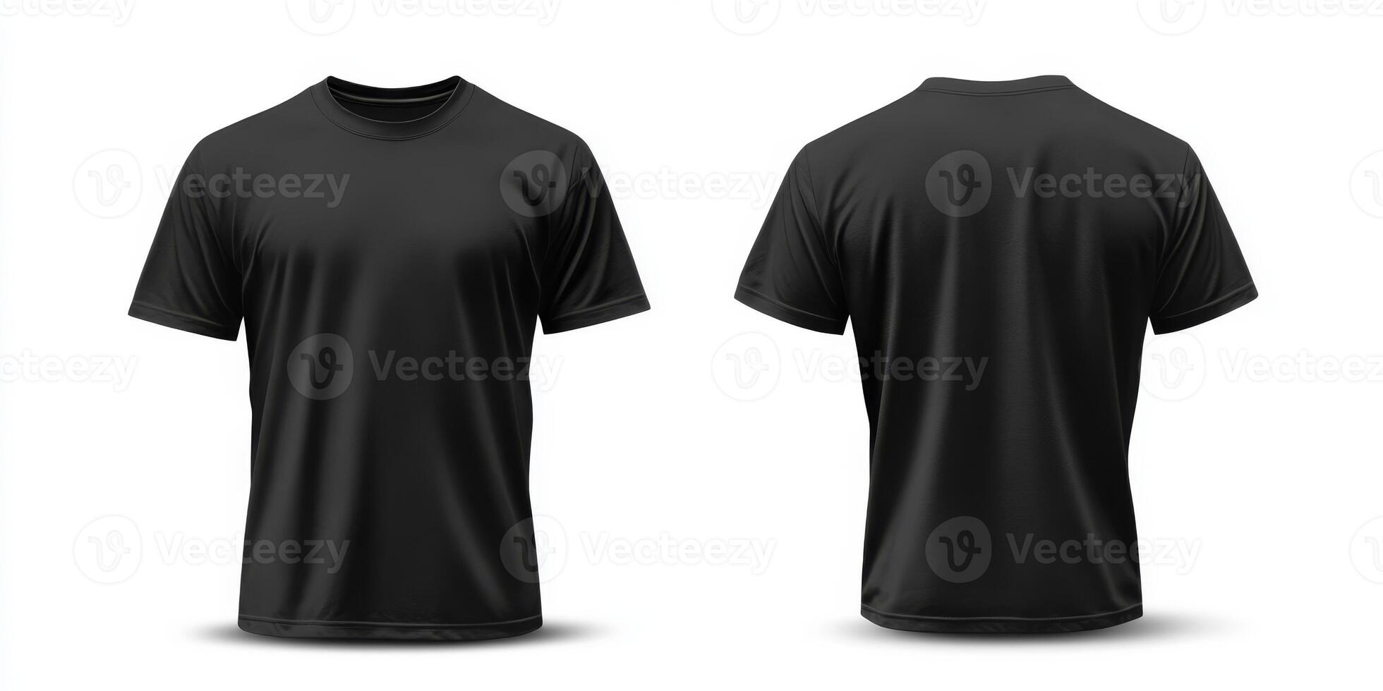 Highquality mockup of a blank black tshirt showcasing both front and back. Ideal for design presentations, apparel branding, and promotional materials photo