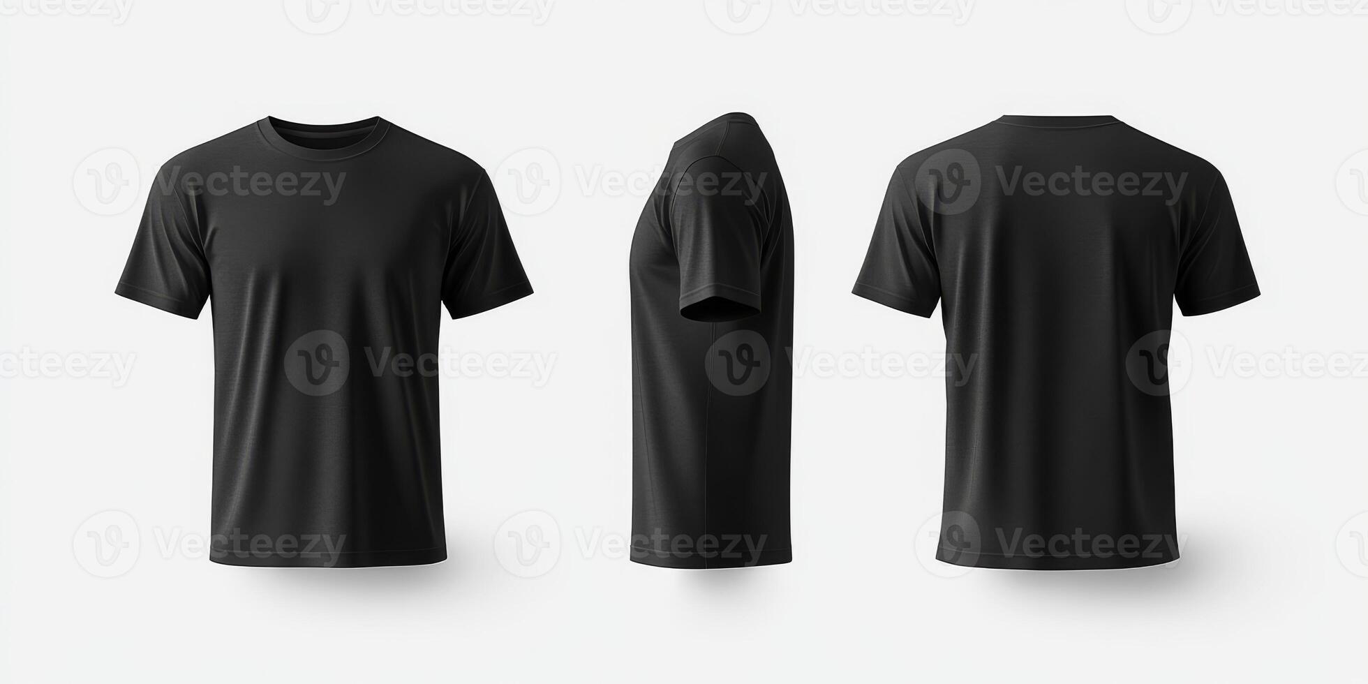 This highquality mockup template effectively showcases a blank black tshirt from both front and back angles, making it perfect for displaying apparel design presentations and ideas to clients photo